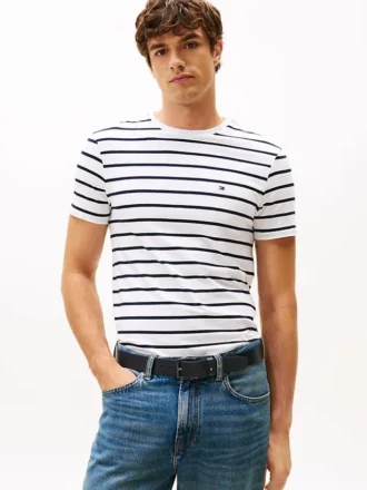 Extra Slim Stripe Stretch-Baumwoll-T-Shirt