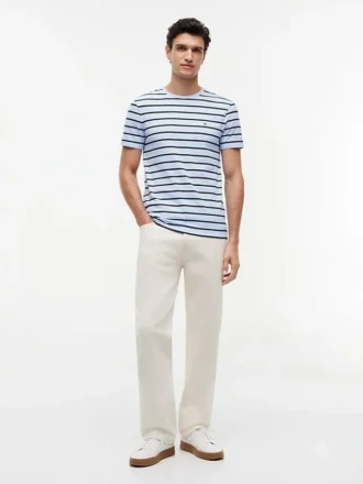 Extra Slim Stripe Stretch-Baumwoll-T-Shirt