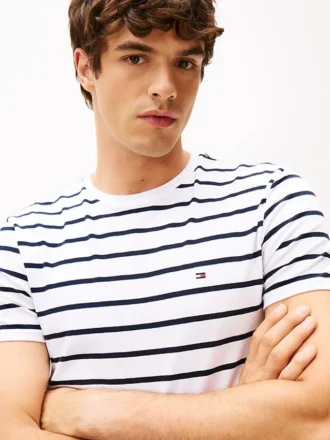 Extra Slim Stripe Stretch-Baumwoll-T-Shirt