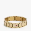 Flaches Gliederarmband mit Streifenakzent Flaches Gliederarmband mit Streifenakzent