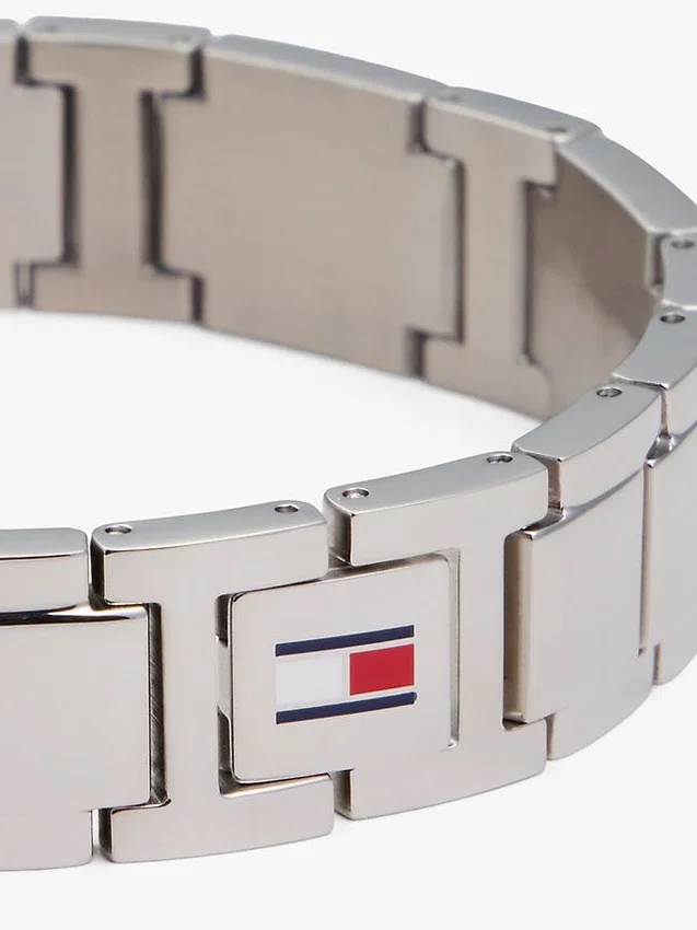 Flachglied-Armband mit Streifenakzent Flachglied-Armband mit Streifenakzent