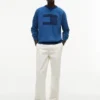 Flaggen-Logo-Sweatshirt mit Raglanärmeln, indigo-gefärbt Flaggen-Logo-Sweatshirt mit Raglanärmeln, indigo-gefärbt