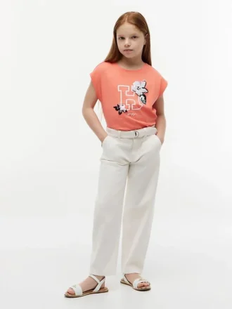 Flip-T-Shirt mit Pailletten-Blumenlogo für Kinder