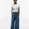 Flip-T-Shirt mit Pailletten-Blumenlogo für Kinder