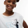 Flip-T-Shirt mit Pailletten-Blumenlogo für Kinder