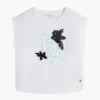 Flip-T-Shirt mit Pailletten-Blumenlogo für Kinder