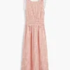 Gerafftes Gingham-Seersucker-Midi-Kleid Gerafftes Gingham-Seersucker-Midi-Kleid