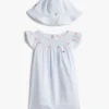 Geschenkset mit gestreiftem Kleid und Hut für Babys Geschenkset mit gestreiftem Kleid und Hut für Babys