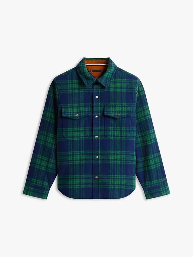 Gesteppte Hemdjacke aus Wollmischung mit Karomuster Gesteppte Hemdjacke aus Wollmischung mit Karomuster