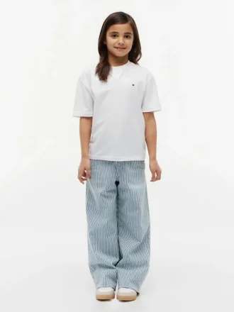 Gestreifte Pull-On-Jeans mit weitem Bein für Kinder Gestreifte Pull-On-Jeans mit weitem Bein für Kinder