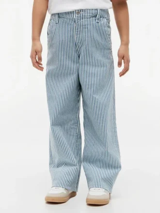 Gestreifte Pull-On-Jeans mit weitem Bein für Kinder Gestreifte Pull-On-Jeans mit weitem Bein für Kinder