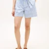 Gestreifte Shorts aus Leinenmischung mit Gürtel Gestreifte Shorts aus Leinenmischung mit Gürtel