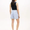 Gestreifte Shorts aus Leinenmischung mit Gürtel Gestreifte Shorts aus Leinenmischung mit Gürtel