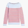 Gestreifter Pullover mit U-Boot-Ausschnitt Gestreifter Pullover mit U-Boot-Ausschnitt