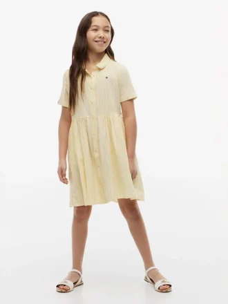 Gestreiftes Kleid aus Baumwoll-Leinen-Mischung für Kinder