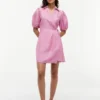 Gestreiftes Leinen-Mini-Wickelkleid Gestreiftes Leinen-Mini-Wickelkleid