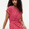 Gestreiftes Stretch-Baumwollkleid mit Gürtel Gestreiftes Stretch-Baumwollkleid mit Gürtel