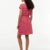 Gestreiftes Stretch-Baumwollkleid mit Gürtel Gestreiftes Stretch-Baumwollkleid mit Gürtel