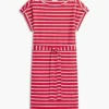 Gestreiftes Stretch-Baumwollkleid mit Gürtel Gestreiftes Stretch-Baumwollkleid mit Gürtel