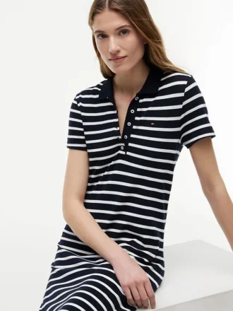 Gestreiftes Stretch-Piqué-Polokleid Gestreiftes Stretch-Piqué-Polokleid