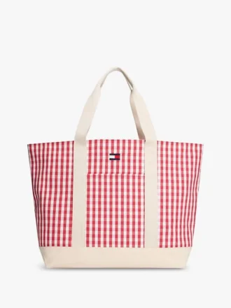 Gingham-Canvas-Tragetasche