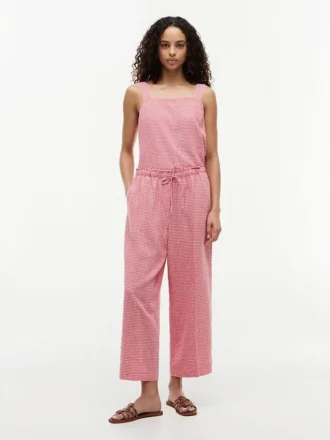 Gingham-Hose aus Leinenmischung Gingham-Hose aus Leinenmischung