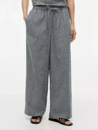 Gingham-Hose aus Leinenmischung Gingham-Hose aus Leinenmischung