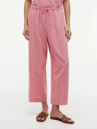 Gingham-Hose aus Leinenmischung Gingham-Hose aus Leinenmischung