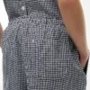 Gingham-Hose aus Leinenmischung