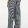 Gingham-Hose aus Leinenmischung