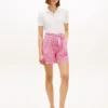 Gingham-Seersucker-Shorts mit Gürtel