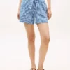 Gingham-Seersucker-Shorts mit Gürtel