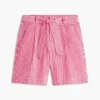 Gingham-Seersucker-Shorts mit Gürtel