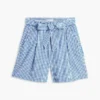 Gingham-Seersucker-Shorts mit Gürtel