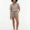 Gingham-Shorts aus Leinenmischung