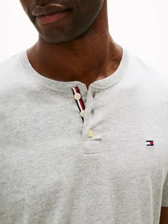 Henley-Schlafhemd aus Jersey-Wildleder