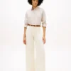 High-Rise-Stretch-Jeans mit weitem Bein