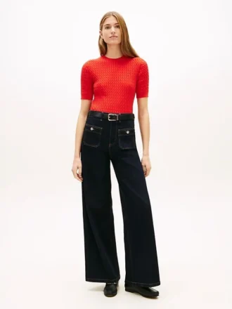 High-Rise-Stretch-Jeans mit weitem Bein High-Rise-Stretch-Jeans mit weitem Bein