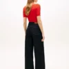 High-Rise-Stretch-Jeans mit weitem Bein