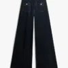 High-Rise-Stretch-Jeans mit weitem Bein