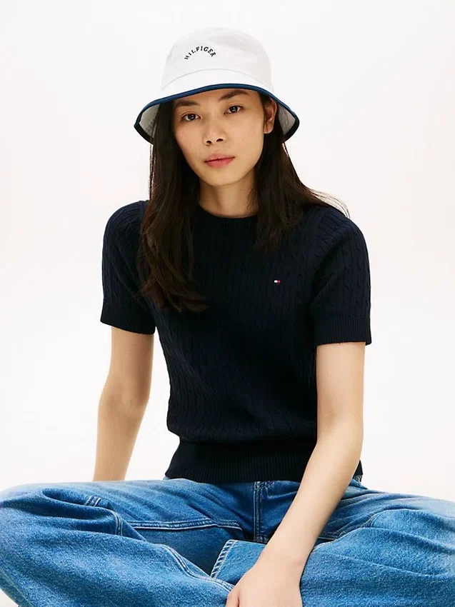 Hilfiger Logo Bucket Hat aus gebürstetem Stoff Hilfiger Logo Bucket Hat aus gebürstetem Stoff