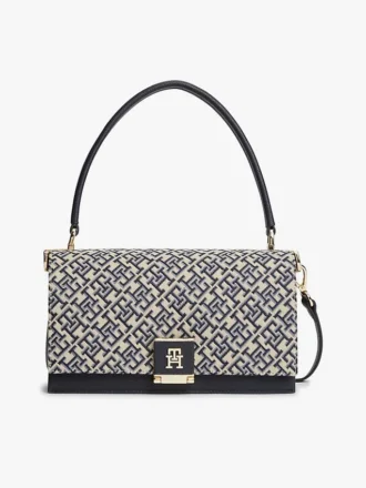 Jacquard-Umhängetasche mit Monogramm-Verschluss