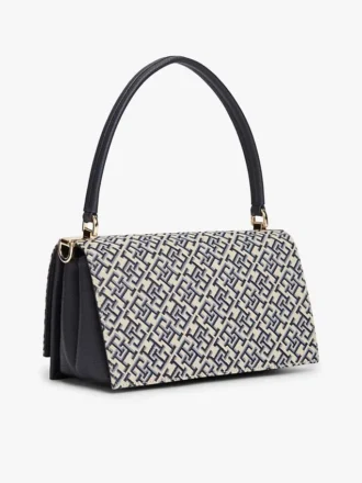 Jacquard-Umhängetasche mit Monogramm-Verschluss