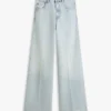 Jeans mit unversäubertem Saum, hoher Taille und weitem Bein