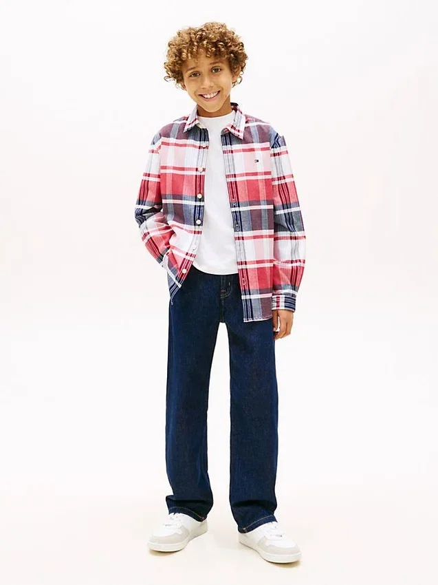 Kinder-Hemd aus Stretch-Oxford mit Karomuster Kinder-Hemd aus Stretch-Oxford mit Karomuster