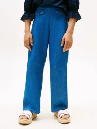 Kinder-Jeans mit weitem Bein und Gummizug Kinder-Jeans mit weitem Bein und Gummizug