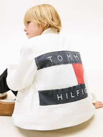 Kinder-Jeansjacke mit Flaggenlogo Kinder-Jeansjacke mit Flaggenlogo