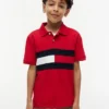 Kinder-Polohemd mit Farbblock-Flaggenmuster aus Stretch Kinder-Polohemd mit Farbblock-Flaggenmuster aus Stretch