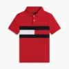 Kinder-Polohemd mit Farbblock-Flaggenmuster aus Stretch Kinder-Polohemd mit Farbblock-Flaggenmuster aus Stretch