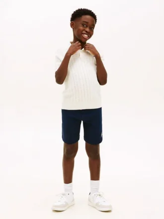 Kinder-Sweatshorts mit breitem Bein und Hilfiger-Logo Kinder-Sweatshorts mit breitem Bein und Hilfiger-Logo